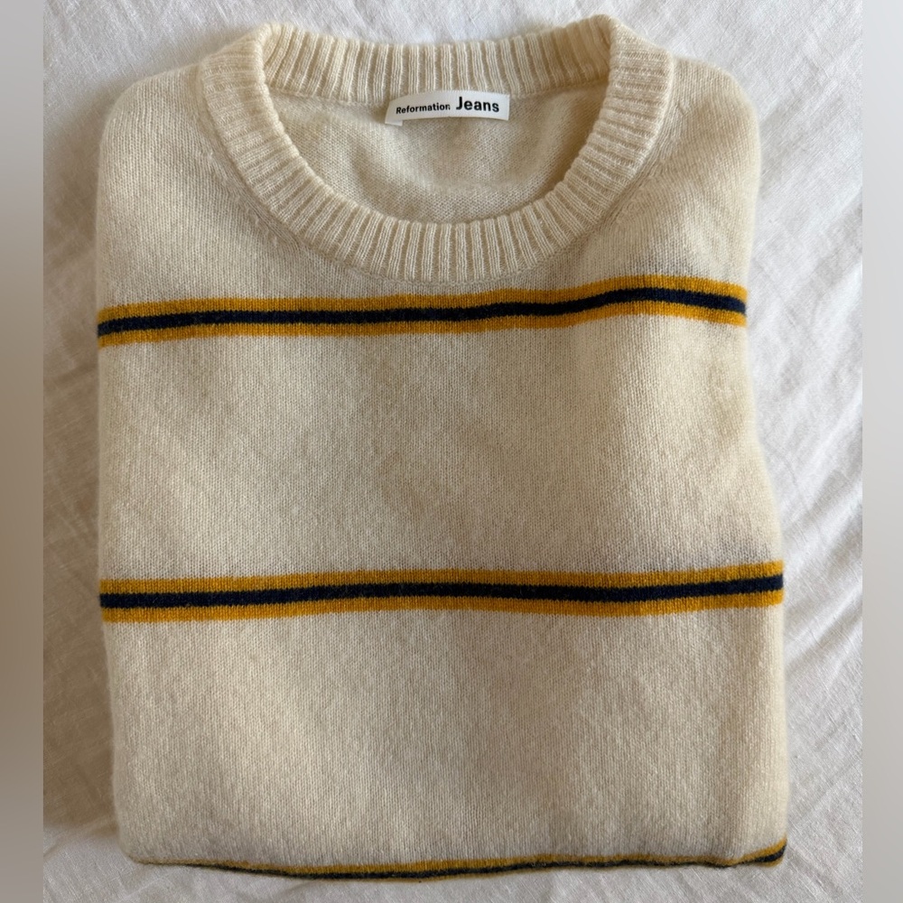 Reformation Cashmere Crew - Ali Stripe - XS